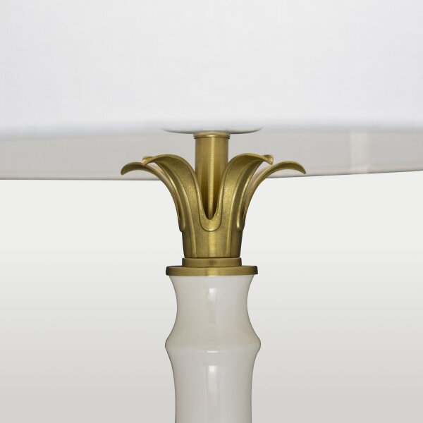 Beistelllampe Keramik Stoff 72,5 cm hoch in Weiß Messing E27