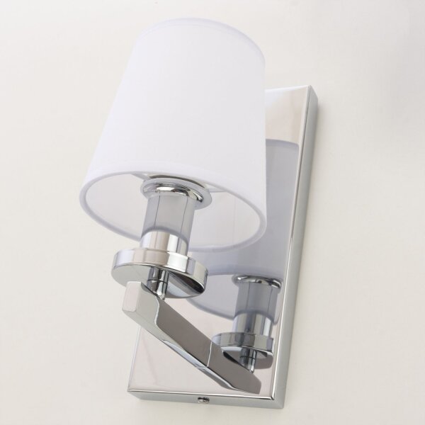 Wandleuchte klein H: 24 cm Chrom Weiß E14 Stoffschirm