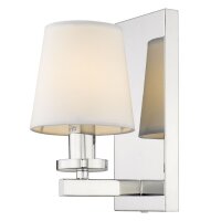 Wandleuchte klein H: 24 cm Chrom Wei&szlig; E14 Stoffschirm