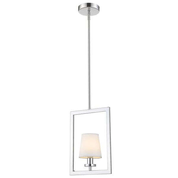Hängelampe Chrom Weiß B: 25 cm Metall Stoff E14