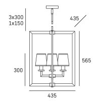 Pendelleuchte Chrom Schwarz B: 43 cm Metall Stoff 4x E14