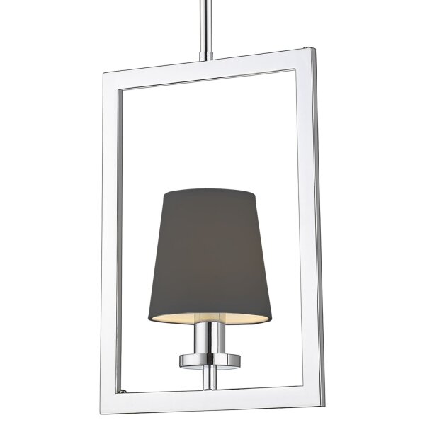 Pendelleuchte Metall Stoff B: 25cm H: max. 149cm Chrom Schwarz