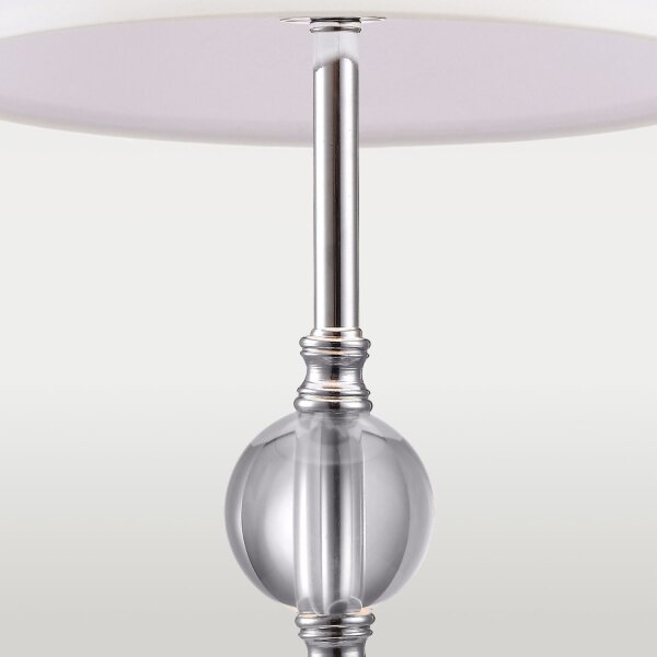 Tischlampe Silber Weiß 50,4 cm hoch Metall Glas Stoff E27