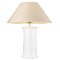 Tischlampe Keramik Stoff 65 cm in Weiß Beige...