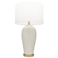 Beistelllampe Weiß Messing E27 Keramik Stoff 74 cm...