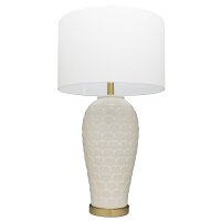 Beistelllampe Weiß Messing E27 Keramik Stoff 74 cm...
