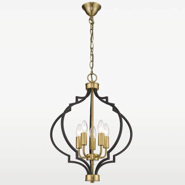 Pendelleuchte Metall 45 cm breit in Schwarz Gold Vintage E14