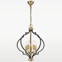 Pendelleuchte Metall 45 cm breit in Schwarz Gold Vintage E14