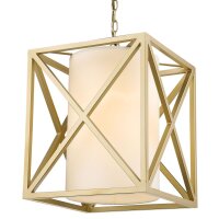 Hängelampe Metall Stoff B: 35 cm in Gold Weiß...