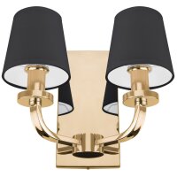 Wandleuchte Metall Stoff B: 30 cm Gold Schwarz E14 2-flammig