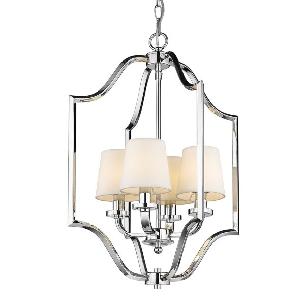 Hängelampe Chrom Weiß 46 cm breit Stoff Metall 4x E14