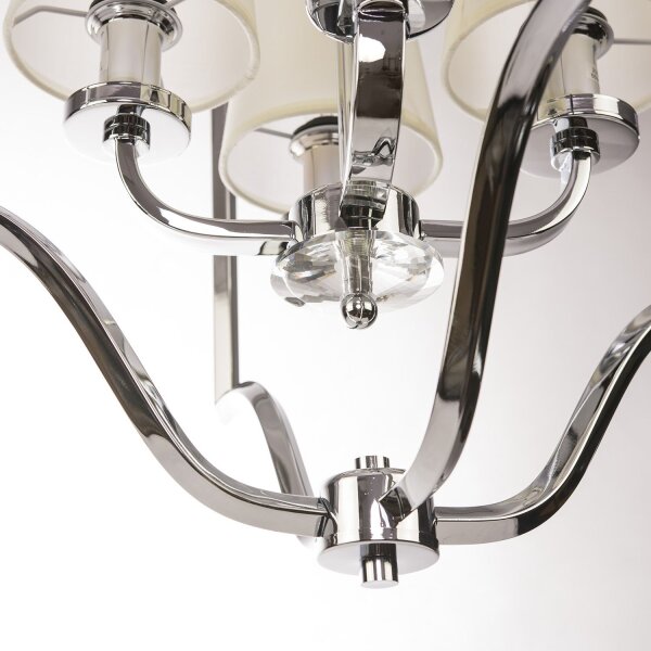 Hängelampe Chrom Weiß 46 cm breit Stoff Metall 4x E14