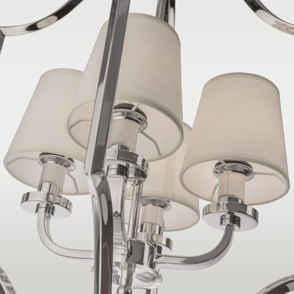 Hängelampe Chrom Weiß 46 cm breit Stoff Metall 4x E14
