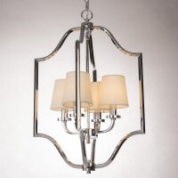 Hängelampe Chrom Weiß 46 cm breit Stoff Metall...