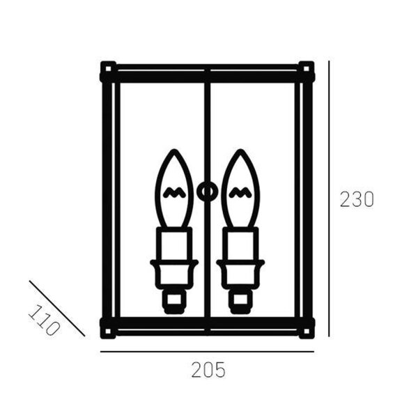 Wandlampe innen Metall Glas klein H: 23 cm Chrom 2x E14