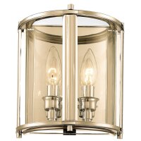 Wandleuchte Metall Glas H: 23 cm klein in Gold 2x E14