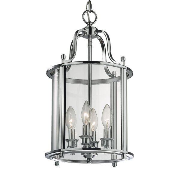 Pendelleuchte Chrom Ø 26 cm Metall Glas Ø 27 cm E14 4-flammig