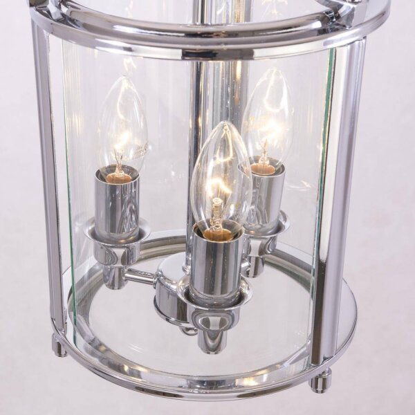 Pendelleuchte Chrom Ø 20 cm Vintage 3x E14 Glas Metall