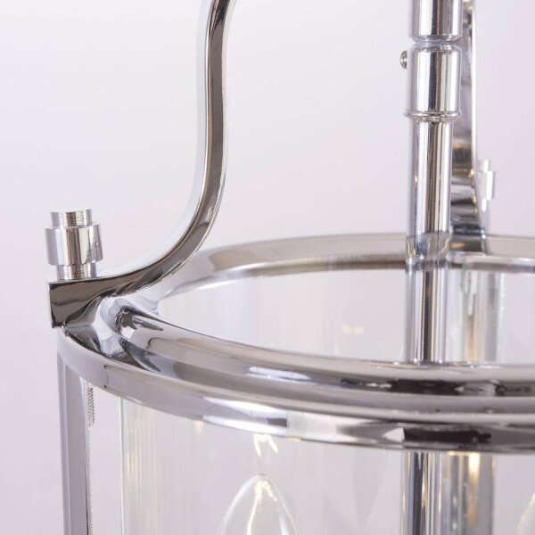 Pendelleuchte Chrom Ø 20 cm Vintage 3x E14 Glas Metall