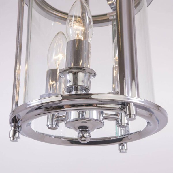 Pendelleuchte Chrom Ø 20 cm Vintage 3x E14 Glas Metall