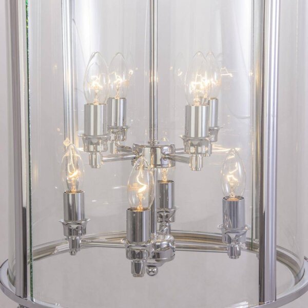 Hängelampe Metall Glas E14 B: 43 cm H: max. 1,95 m in Chrom