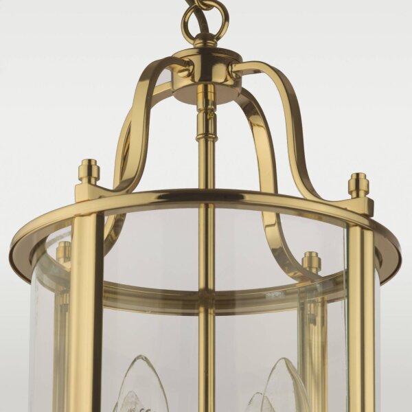 Hängelampe Glas Metall 27 cm breit in Gold 4x E14