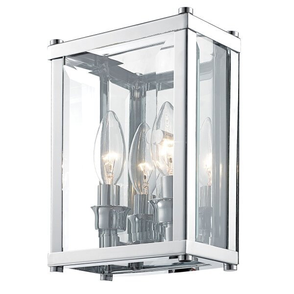Wandleuchte eckig Chrom 28,5 cm hoch eckig Metall Glas 2x E14