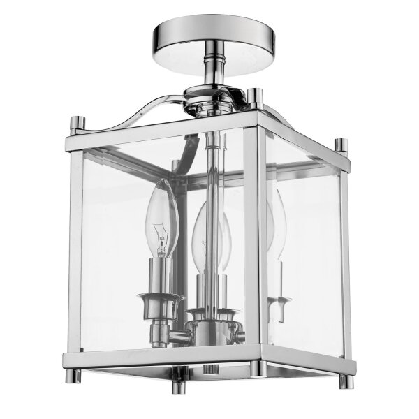 Deckenleuchte Metall Glas B: 20 cm Chrom 3x E14 Vintage