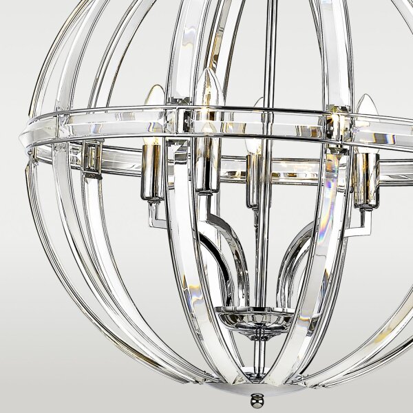 Hängelampe rund D: 52 cm Chrom Kugelschirm Metall Glas Modern