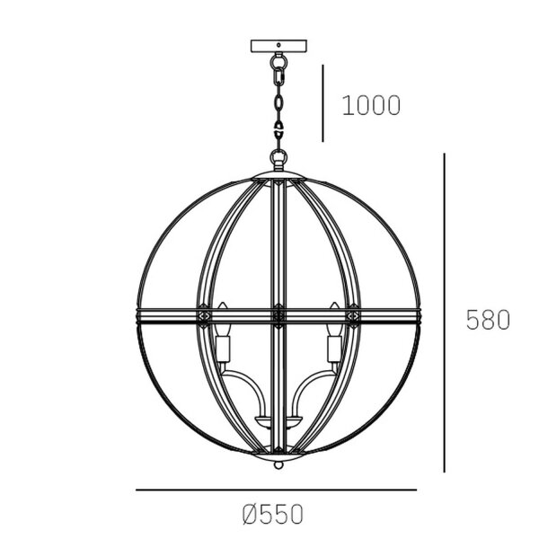 Hängelampe rund D: 52 cm Chrom Kugelschirm Metall Glas Modern