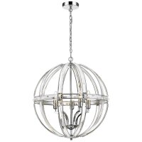 Hängelampe rund D: 52 cm Chrom Kugelschirm Metall...