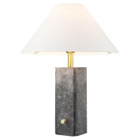 Tischlampe Marmor Stoff 50 cm in Grau Weiß Messing E27