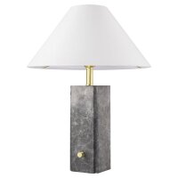 Tischlampe Marmor Stoff 50 cm in Grau Weiß Messing E27