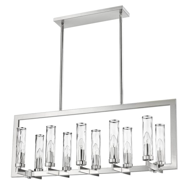 Hängelampe Glas Metall 96 cm lang H: max. 151 cm Nickel