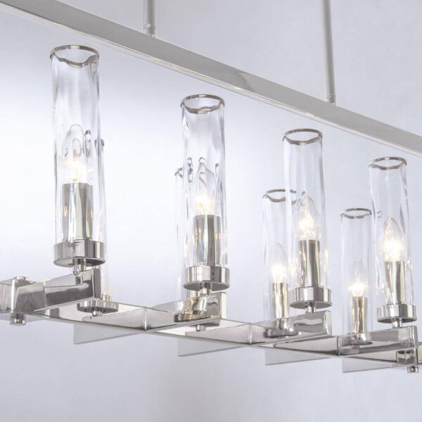 Hängelampe Glas Metall 96 cm lang H: max. 151 cm Nickel