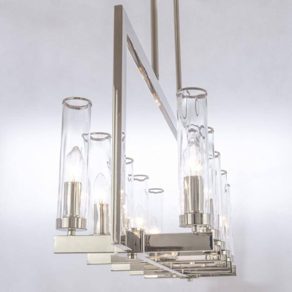 Hängelampe Glas Metall 96 cm lang H: max. 151 cm Nickel