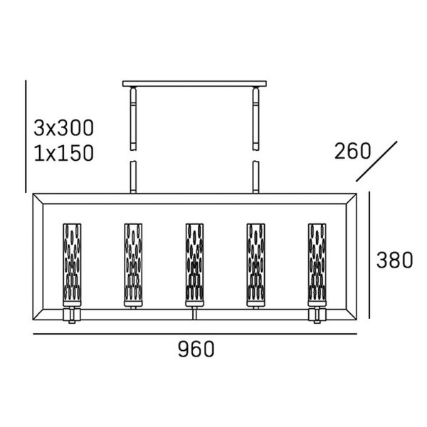 Hängelampe Glas Metall 96 cm lang H: max. 151 cm Nickel