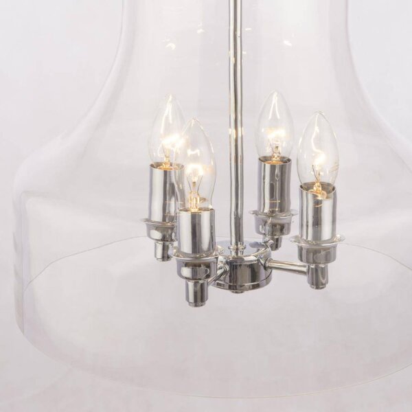 Pendelleuchte Glas Metall Ø 36 cm Chrom 4x E14 Vintage