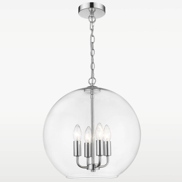 Hängelampe Glas Metall Ø 40 cm rund Kugelschirm 4x E14