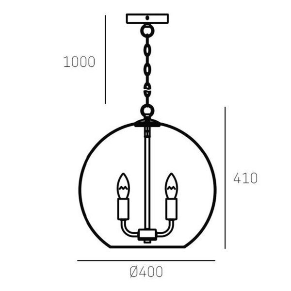 Hängelampe Glas Metall Ø 40 cm rund Kugelschirm 4x E14