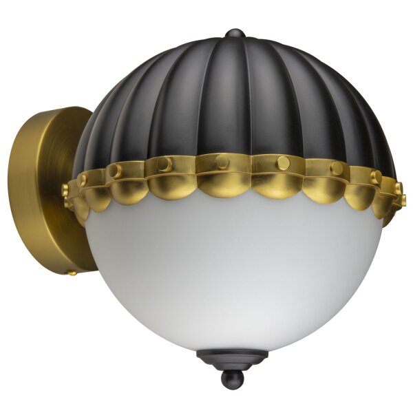 Wandlampe Kugelschirm in Messing Weiß Schwarz E27 Metall Glas