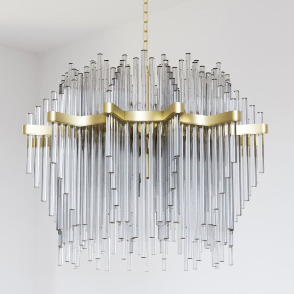 Hängelampe Modern Metall Glas D: 53 cm rund H: max. 138 cm