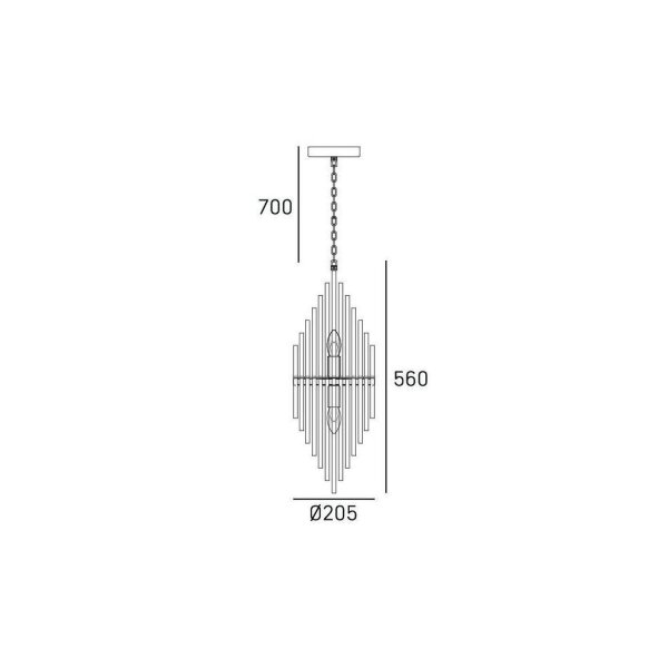Hängelampe Glas Metall Ø 20 cm H: max. 133 cm 2x E14