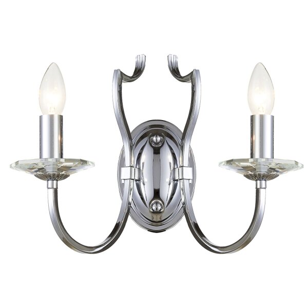 Wandlampe Metall Chrom 34 cm breit 2-flammig E14