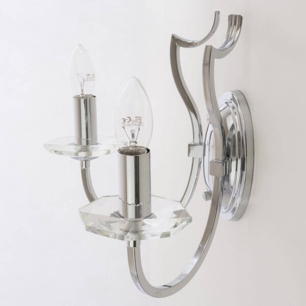 Wandlampe Metall Chrom 34 cm breit 2-flammig E14