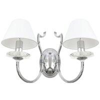 Wandlampe Metall Stoff B: 34 cm Chrom Weiß E14...