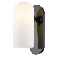 Wandlampe Metall Glas H: 26 cm klein Schwarz Wei&szlig; E27