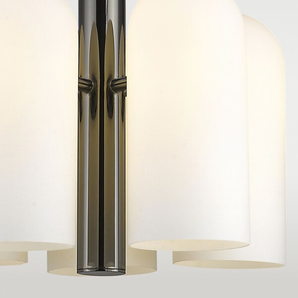 Hängelampe Metall Glas 42 cm breit Schwarz Weiß E27