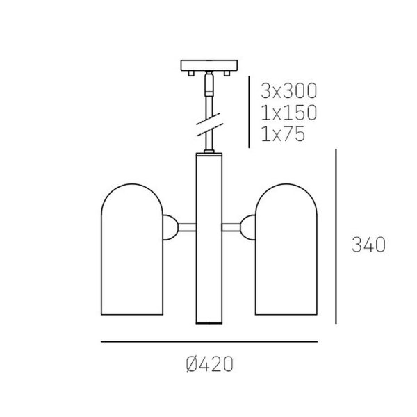 Hängelampe Metall Glas 42 cm breit Schwarz Weiß E27