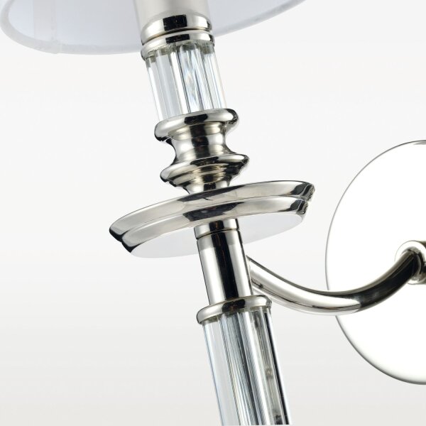 Wandlampe Metall Glas Stoff H: 38 cm Nickel Weiß E14